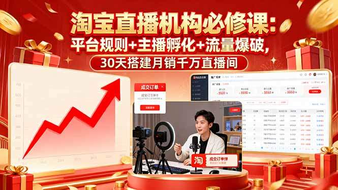 『精品课程』淘宝直播机构必修课:平台规则/主播孵化/流量爆破,30天搭建月销千万直播间-智扬星海