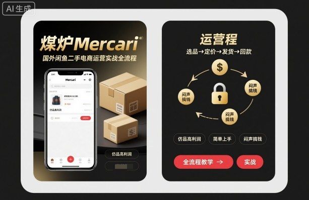 『精品课程』煤炉Mercari国外闲鱼二手电商运营实战全流程，仿品高利润，简单上手，闷声搞钱-智扬星海