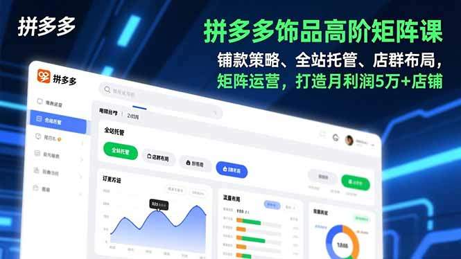 『精品课程』拼多多饰品高阶矩阵课，铺款策略、全站托管、店群布局，矩阵运营，打造月利润5万+店铺-智扬星海