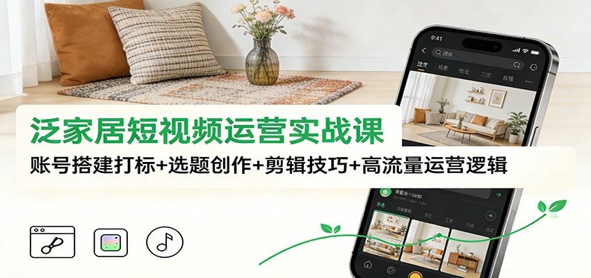 『精品课程』泛家居短视频运营实战课:账号搭建打标+选题创作+剪辑技巧+高流量运营逻辑-智扬星海