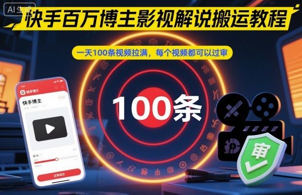 『精品课程』快手百万博主影视解说搬运教程，一天100条视频拉满，每个视频都可以过审-智扬星海