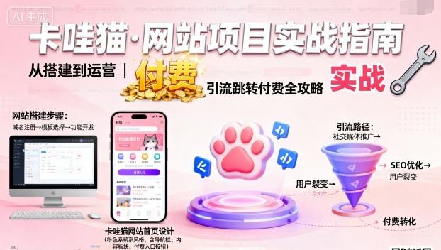 『精品课程』卡哇猫·网站项目，网站搭建与运营以及引流跳转付费-智扬星海