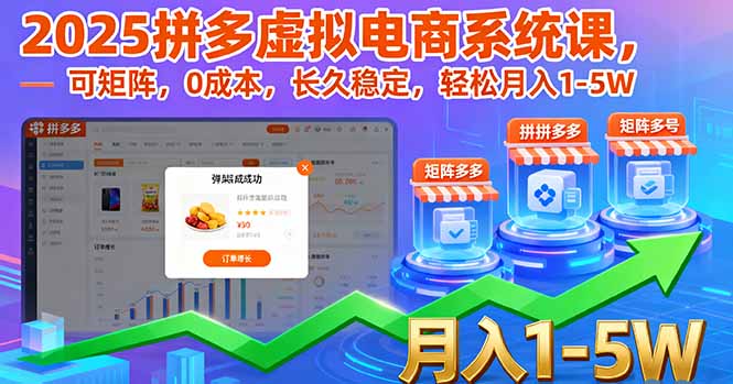 『精品课程』2025拼多多虚拟电商系统课,可矩阵,0成本,长久稳定,轻松月入1-5W-智扬星海