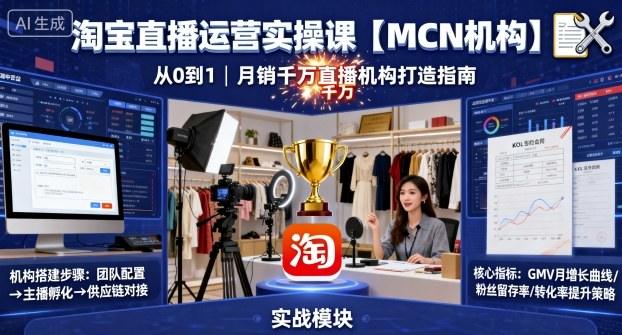 『精品课程』淘宝直播运营实操课『MCN机构』,从0到1做一家月销千W的直播机构-智扬星海