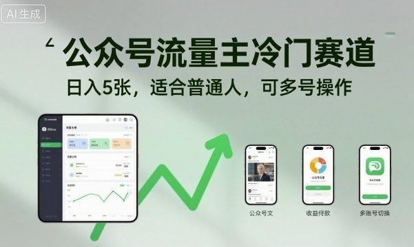 『精品课程』公众号流量主冷门赛道，日入5张，适合普通人，可多号操作-智扬星海