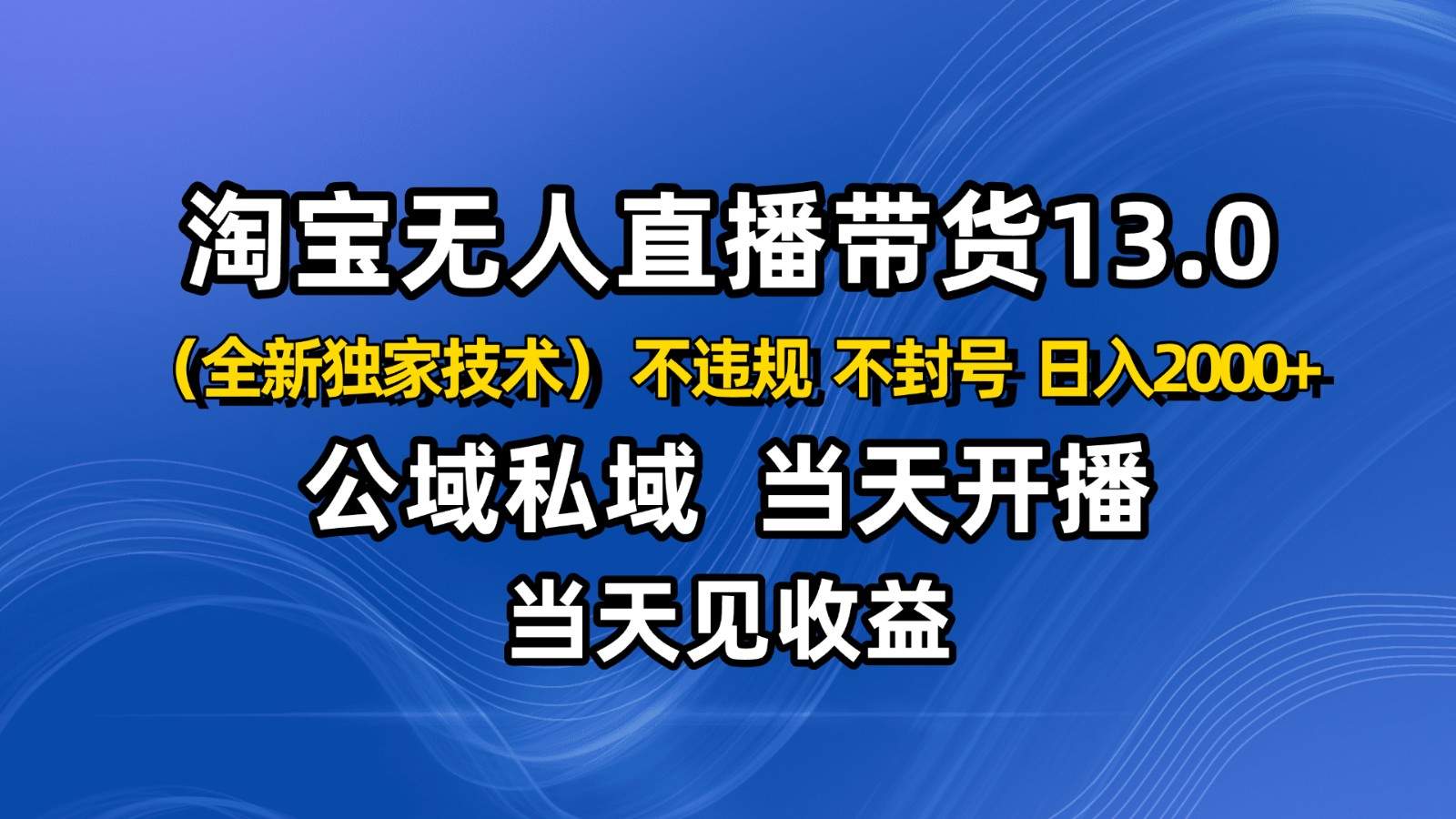 『精品课程』淘宝无人直播13.0，公域私域技术，不封号，不违规 布局下半年旺季赛道，日入2000+-智扬星海