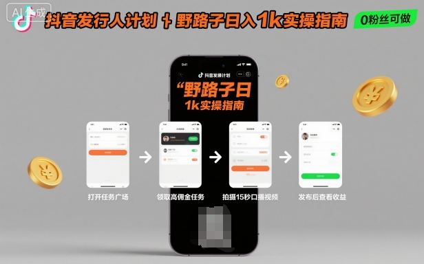 『精品课程』抖音发行人计划全新野路子玩法,随时随地,只要有手机,就能操作,日入1k+『揭秘』-智扬星海