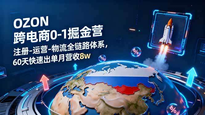 『精品课程』OZON跨境电商0-1掘金营：注册-运营-物流全链路体系，60天快速出单月营收8w-智扬星海