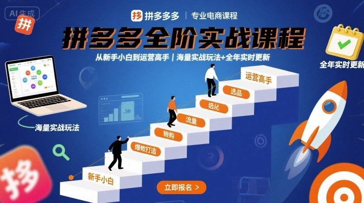 『精品课程』拼多多全阶实战课程，从新手小白到运营高手，海量实战玩法+全年实时更新『2025年10月更新』-智扬星海